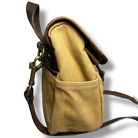 Vintage 90s Filson Small Field Bag 230 Canvas USA Made Tan Leather Crossbody - Picture 5 of 12